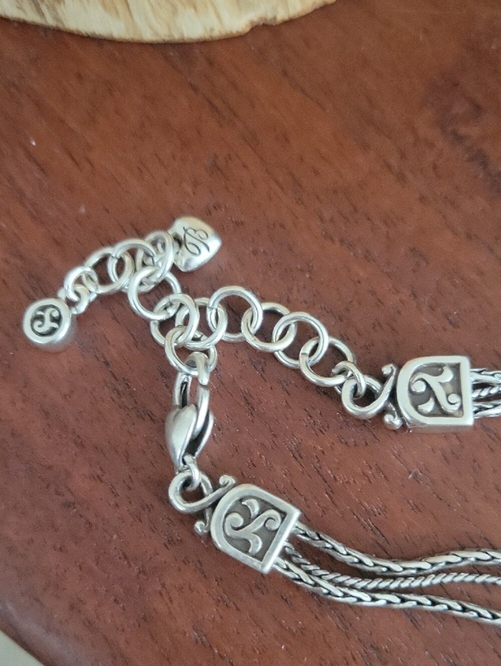 Brighton Ellington Silver Heart Triple-Strand Necklace with Scroll Motif - Picture 2 of 9